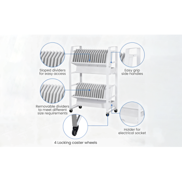 Heavy Duty Charging Cart Featuring Multiple USB Ports and Cable Management System for Organized Device Charging