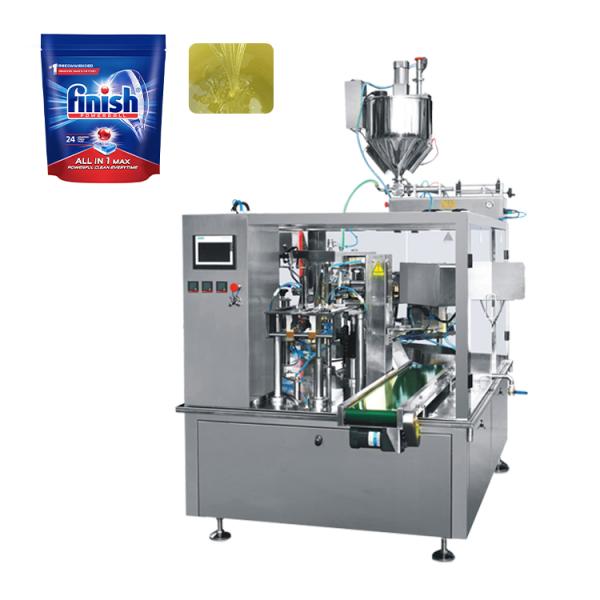 Automatic Corner Spout Doypack Pouch Filling Machine , Liquid Soup Packing Machine