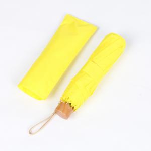 Buy cheap Wooden Handle Three Fold Umbrella Yellow Aluminum Shaft Lightweight Durable product