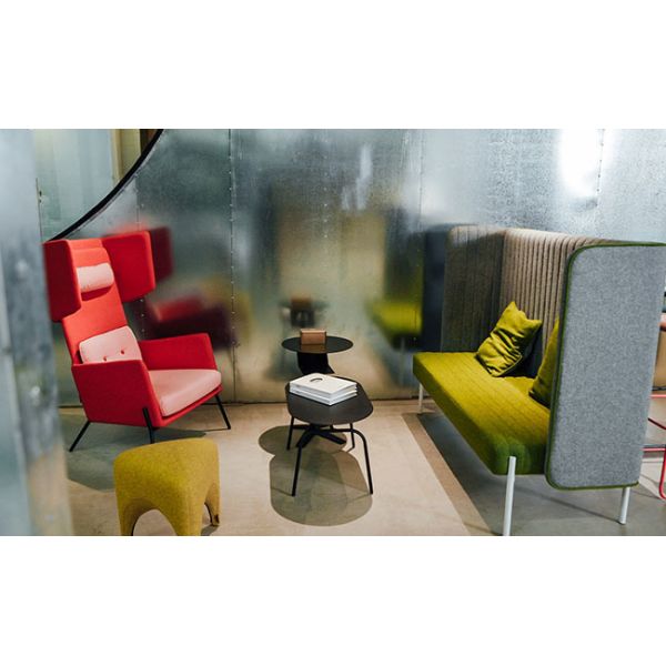 Acoustic Privacy Commercial Sofa High Back Fabric Sofa Booth Vertical Stripes For Office Cafe