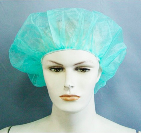Round Shape Disposable Bouffant Caps Green Colour For Electronic Factory