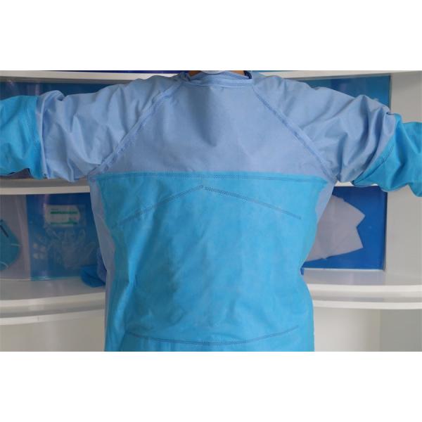 Anti Static Blue Isolation Gowns , Sterile Surgical Gowns Knitted / Cotton Cuff