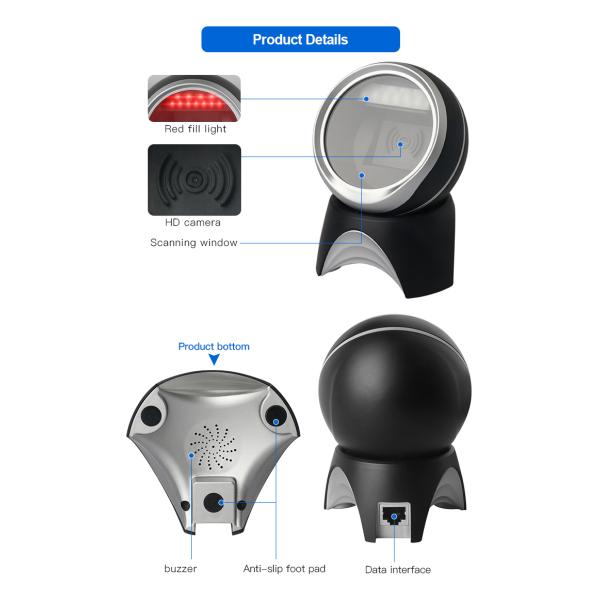 Omnidirectional QR Code Barcode Scanner 2D Platform Pos Scanning Hand Free DP8500