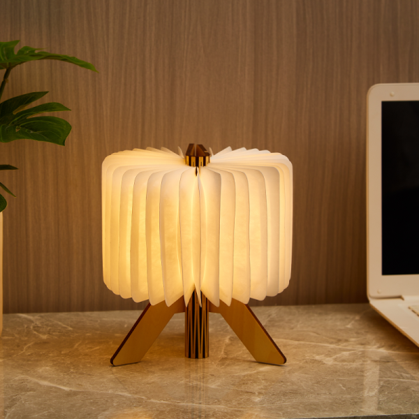 Timber Folding LED Table Origami Paper Light Fixture Reading Lamp Custom