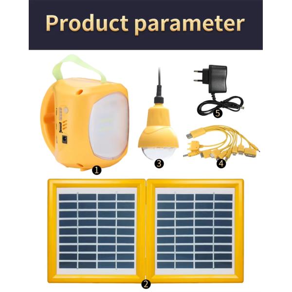 Rechargeable Solar Camping Lantern Portable Solar Power System with Mobile Charging Function and LED Bulb
