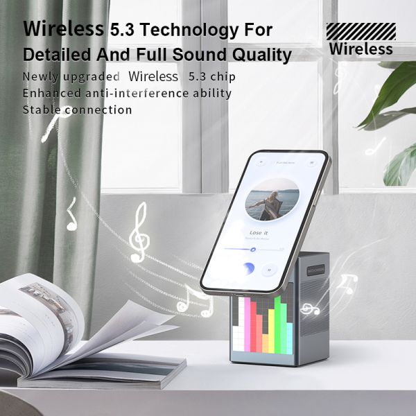 6 In 1 Pixel Animation Wireless Speaker Alarm Clock Multifunctional Magnetic Phone Charger Stand
