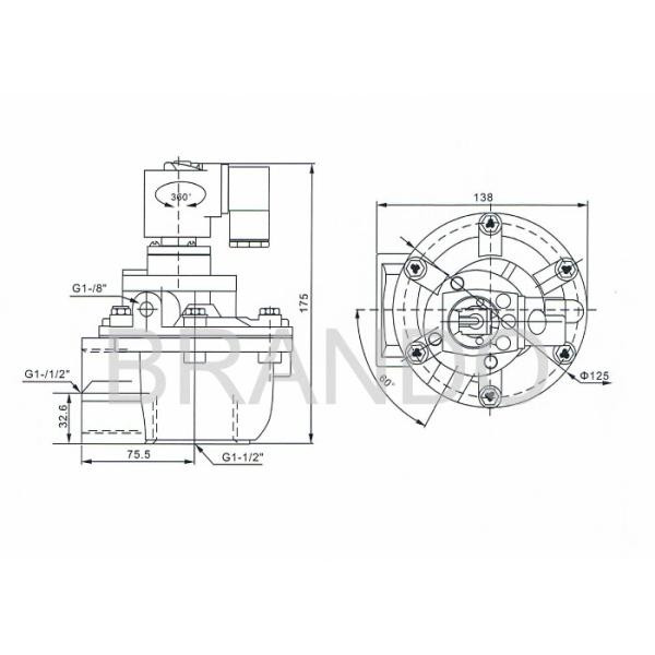 IP65 1.5 Inch CA / RCA45T Solenoid Pulse Valve , Goyen Controls Solenoid Valves 24VAC