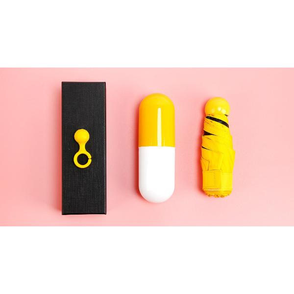 Promotional Mini 5 Fold Auto Open Umbrella Capsule Case Super Small Windproof Umbrella