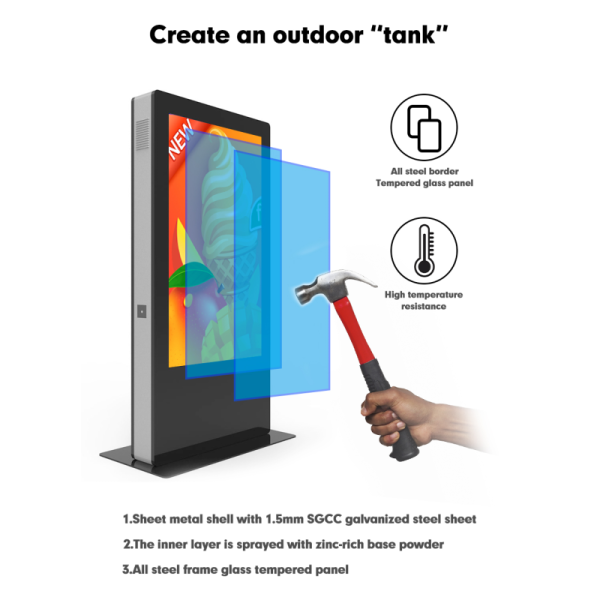 Floor Stand Outdoor Digital Signage Waterproof Advertising Player Sunlight Readable Kiosk