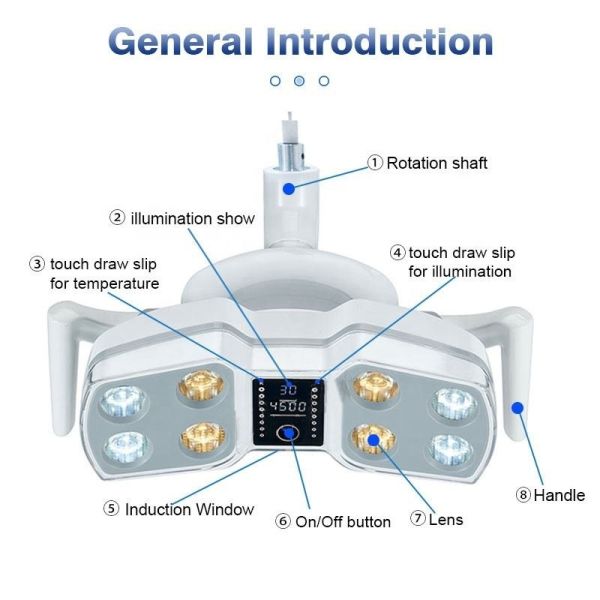 8 LED Dental Light with Sensor Switch Dental Chair Cold Light Square Reflector Dental Lamp