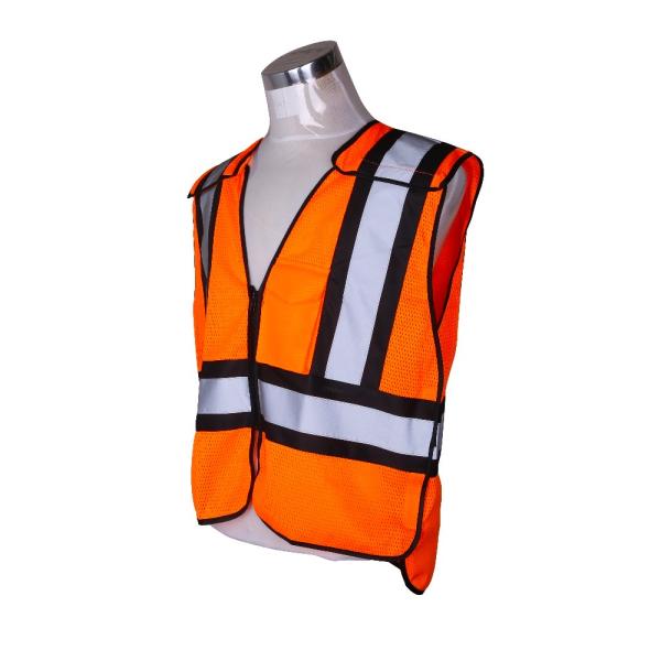5 Points Mesh Orange Hi Vis Reflective Vest Fire Retardant For Men Workwear