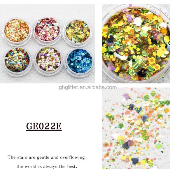 Mixed Hexagonal Butterfly Multicoloured Glitter Paillette Chunky Tumbler Decoration
