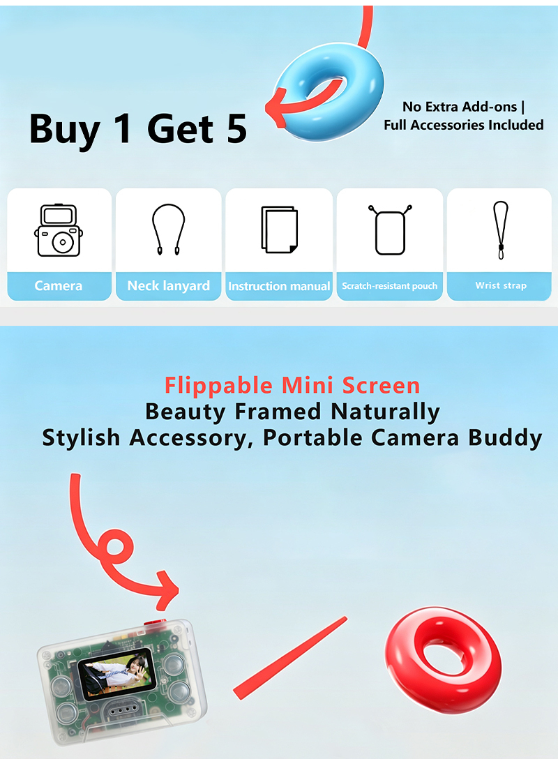 Mini Student Camera 12MP 1080P HD 0.96" Screen Night Vision LED Light 150 Wide Angle Titanium Alloy