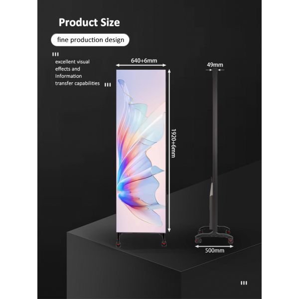 Customized Vertical Floor Stand Advertising Folding LED Mirror Display Poster Screen
