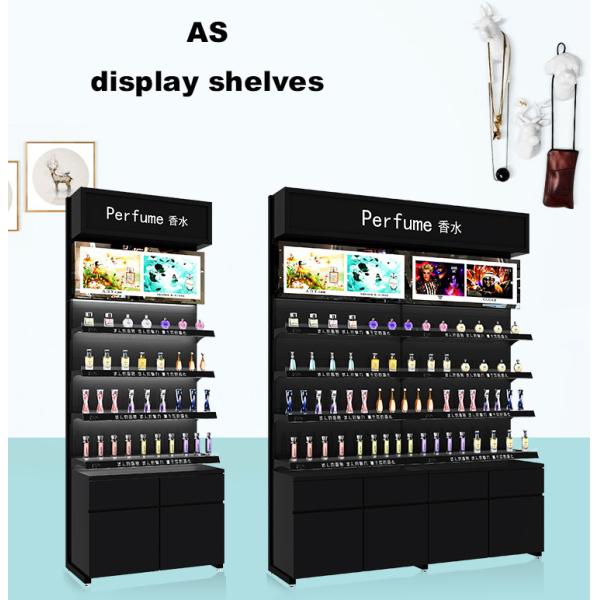 Luxury Perfume Display Cabinet , Black Fragrance Display Cabinet Easy Assemble