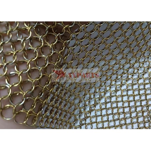 0.8x7mm Welded Type Stainless Steel Mesh Curtain For Interior Decoration Ring Mesh Curtain