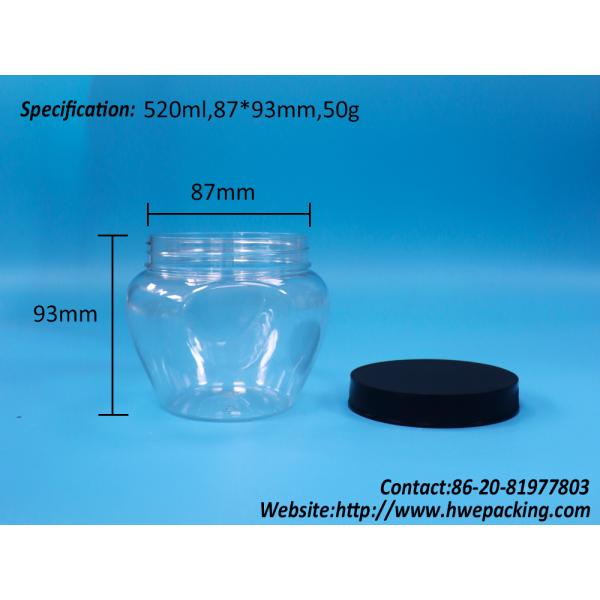 Sealed Transparent Unique Shape Plastic PET Candy Food Cookie Jar Black Plastic Lid