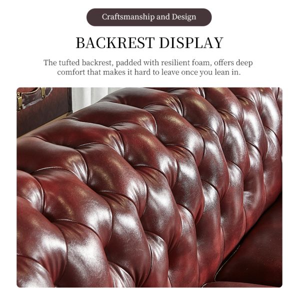 Nidea #862 Classic Chesterfield Sofa Made from Oil Wax Leather with Rolled Arms and Nailhead Detailing for Lounges and Hotels