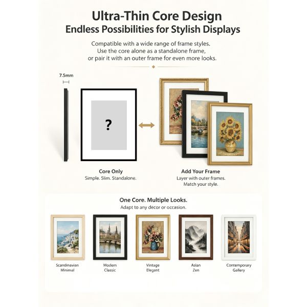 13.3 Inch Spectra 6 Color E-Ink Photo Frame 7.5mm Ultra Thin Modular Digital Art Picture Frame WiFi App Gallery Display