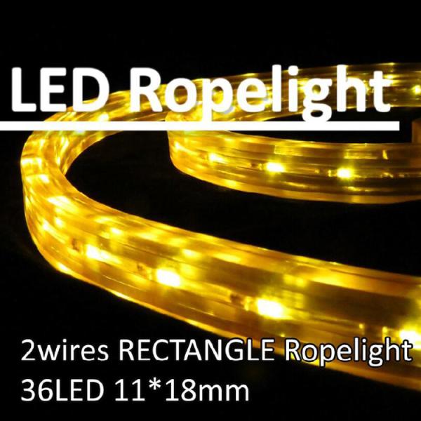 LED rope light Rectangle 2 wires LED flexible rope light IP44 outdoor/indoor red/yellow/green/blue color