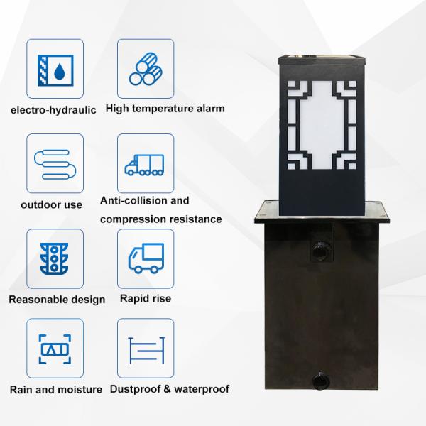 Ss 304 Hydraulic Retractable Bollards Security Automatic Electric Rising Access Control