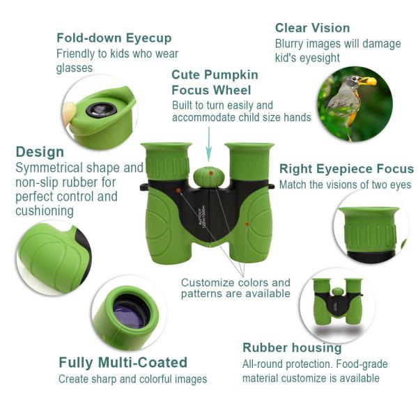 Adjustable Bak4 Prism 8x21 Binoculars Toy For Little Boys And Girls