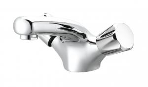 China Dual Lever Basin Mixer taps, Bathroom Sink Mixer taps Chrome hot and Cold Faucet Solid Brass Valve Body on sale