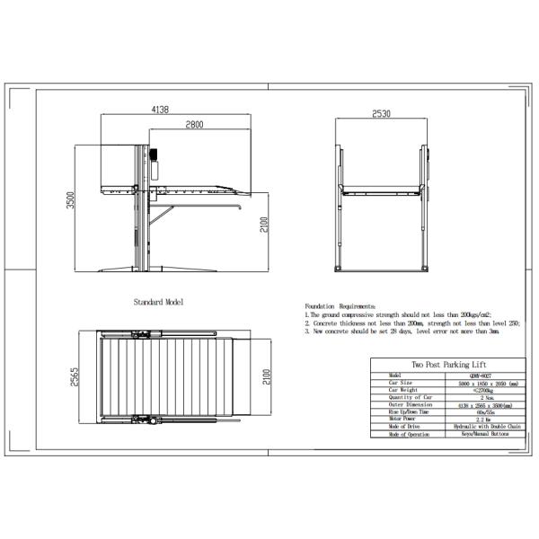 QDMY-8023 8027 8032 Two Post Car Parking Lifts/Car Storage Lift
