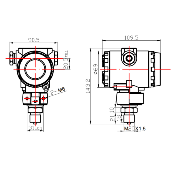 FD80B High Precision Industrial Pressure Transmitter IP65 Explosion Proof