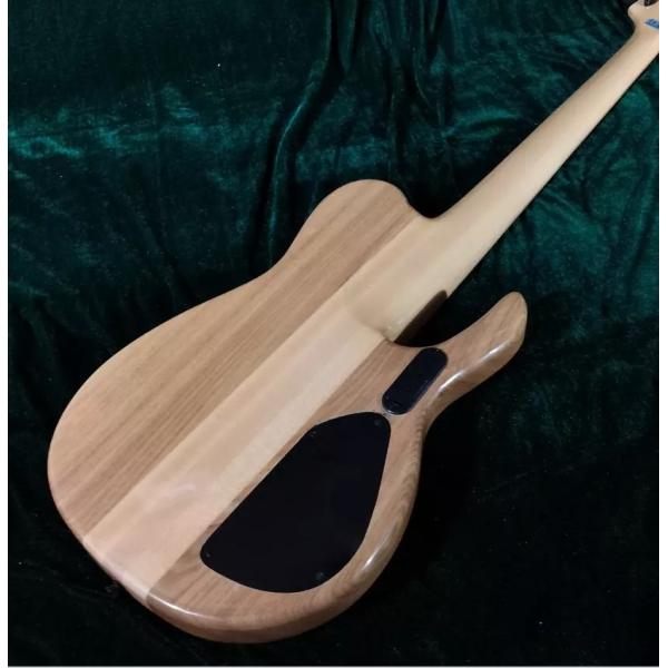 Custom Natural Burl Color One Piece Neck Through 5-Strings Left Handed Electric Bass Guitar