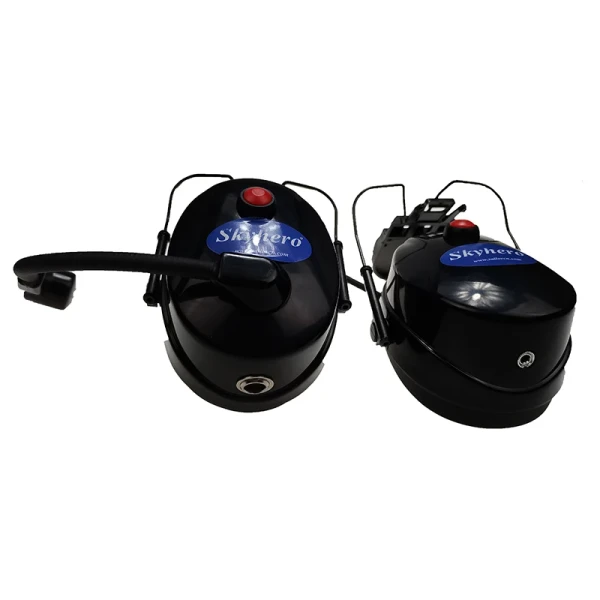 Paramotor helmet headset with Dynamic noise cancelling or electret microphone high noise cancelling