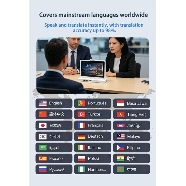 10" Smart Voice Translator with Dual Touch Screen Professional Real-time Translation Equipment for Conference and Negotiations
