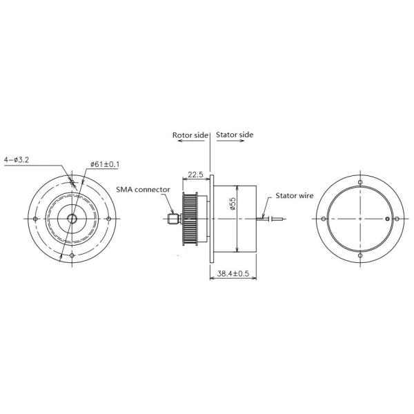 Precious Metal 100M 500rpm Radio Frequency Rotary Joint Slip Ring