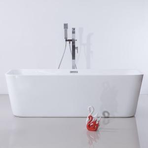 China Elegant Rectangular Soaking Acrylic Freestanding Bath With Tub Waste Included on sale