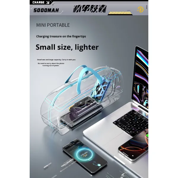 Mecha Capsule Cordless Power Bank 10000mAh 10W Portable Mini Fast Charging Backup Battery