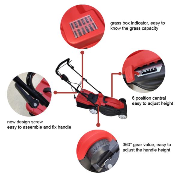 2000W Electric Lawn Mower With Brush Motor / 18 Inch Garden Lawnmower