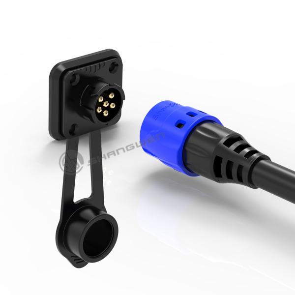 Industrial IP67 Power Connector Waterproof 6 Pin Male Socket Connector