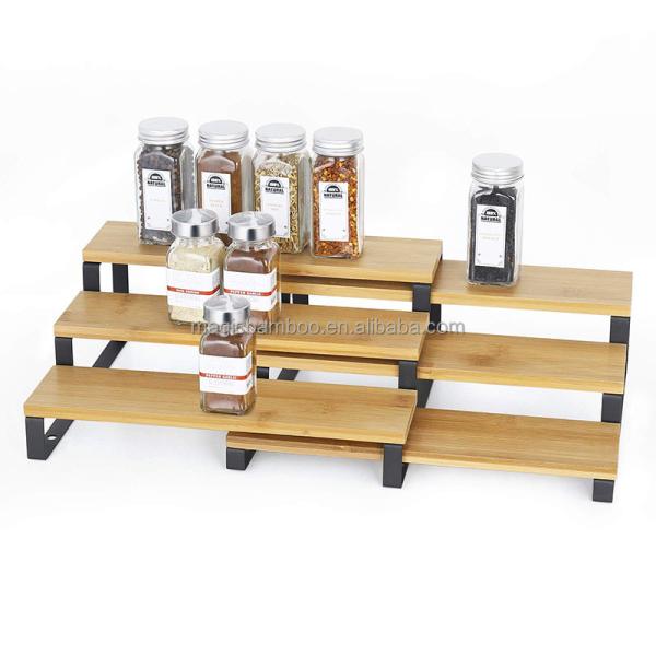 3 Tier Expandable Bamboo Kitchen Shelf Organizer Spice Rack Sustainable