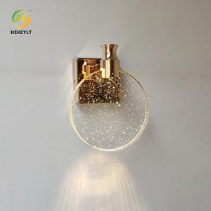 China Round Crystal Gold Background Metal Modern Wall Lamp Dressing Table Mirror on sale
