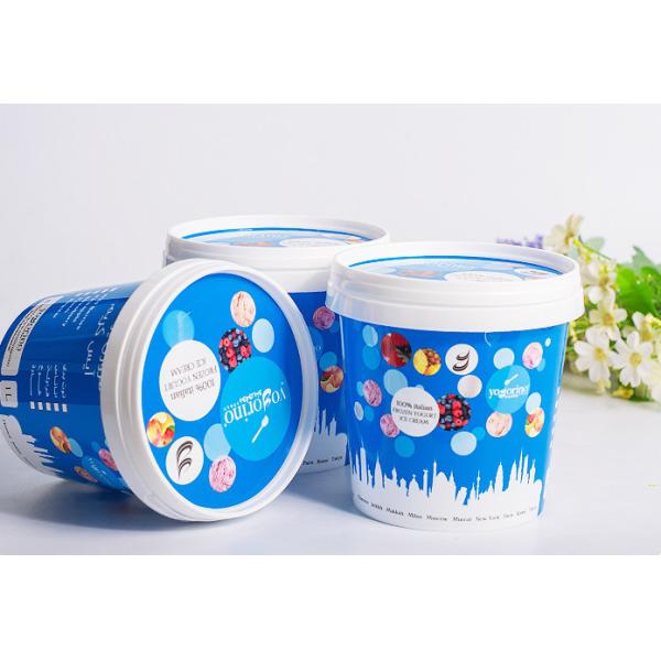 1L Custom Plastic Disposable Ice Cream Cups With Lid , Throw Away Food Storage Containers