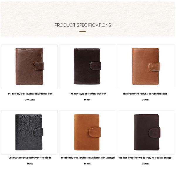 Men's Slim Card Holder Billfold Money Clip Wallet Genuine Leather Small Bag for Rfid
