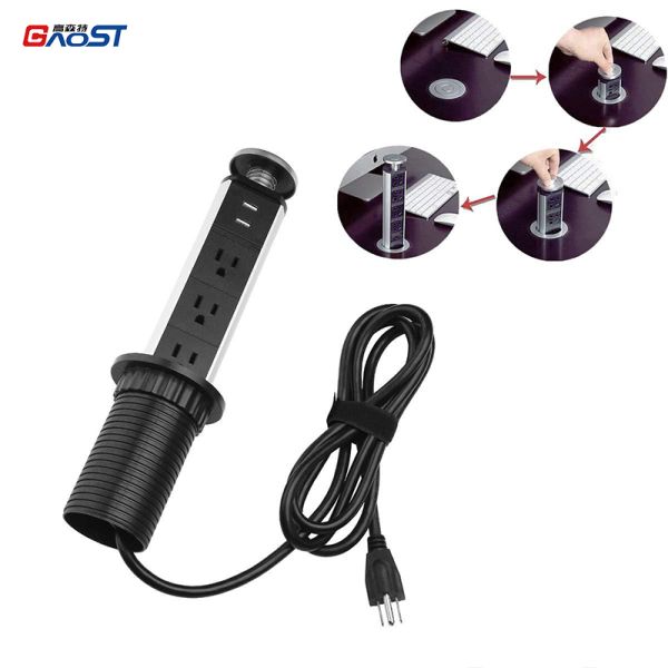 Desktop Pop Up Hidden Retractable Power Socket For Worktop Workstations