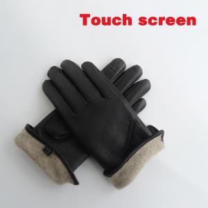Buy cheap Durable Wool Warm Lined Leather Gloves Touch Screen Women Ladies Imitation Deerskin Leather Gloves product