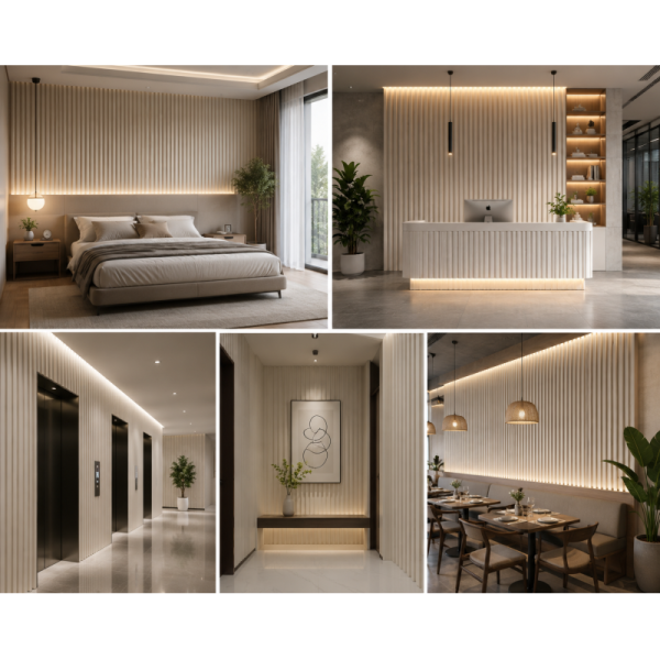 Solid Core PVC Fluted Wall Panels 150x8mm Grooved Cladding System Waterproof Texture for Room Divider Applications