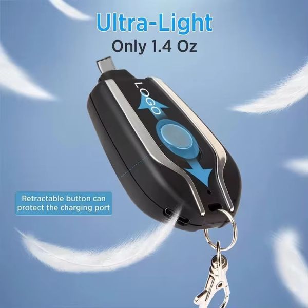 Mini Key Chain Cordless Power Bank 1500mAh Wireless Emergency Portable Charger Ring Holder