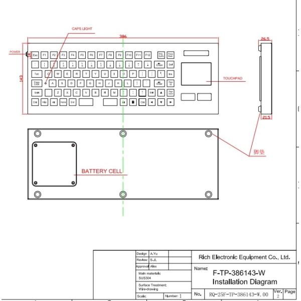 Wireless Industrial Desktop Keyboard SUS304 silver Customized Languages