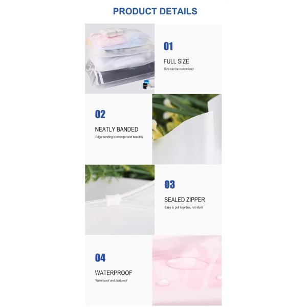 Customizable EVA CPE/PE Clear Zip Bags For Clothes With Easy Open Close Sealing