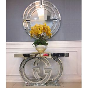 Buy cheap Sparkly silver mirrored console table crushed diamond decorative GG hallway from wholesalers