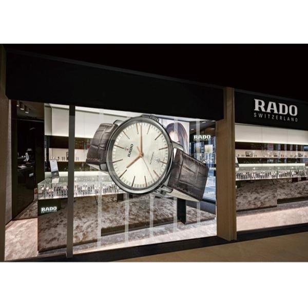 Space Saving Transparent LED Screens Full Color HD 16 Bit Processing Rear Serving