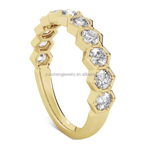 US5-US11 Honeycomb Wedding Band Gold Plated 925 Sterling Silver Ring